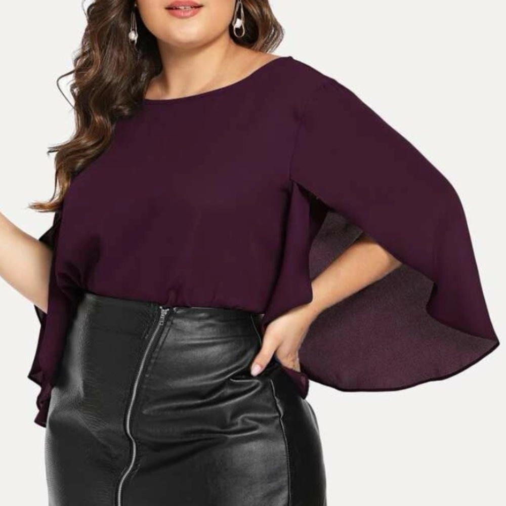Plus - Cape Sleeve Blouse - 1X